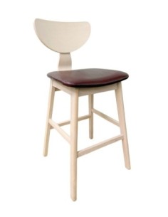 Taburete DUBLIN, madera de hevea, natural, similpiel marrón