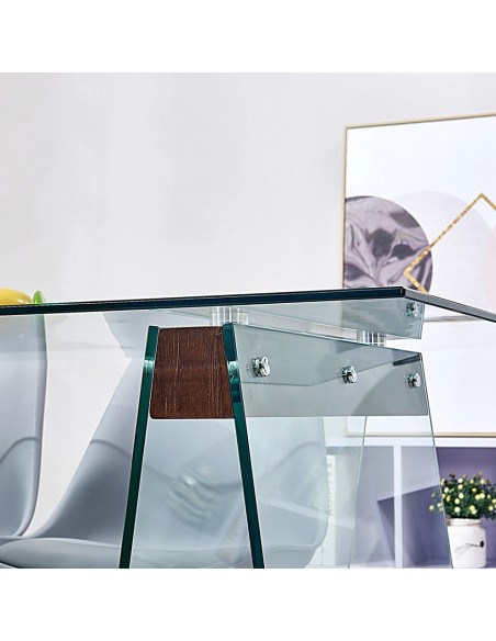 Mesa SELENE, madera, cristal templado, 200x90 cms