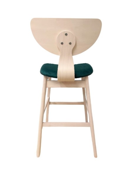 Taburete DUBLIN, madera de hevea, natural, velvet verde oscuro