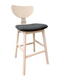 Taburete DUBLIN, madera de hevea, natural, velvet gris oscuro