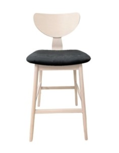 Taburete DUBLIN, madera de hevea, natural, velvet gris oscuro 2