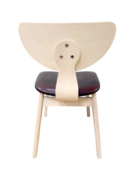 Silla DUBLIN, contrachapado de madera de hevea, natural, similpiel marrón