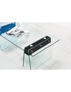 Mesa SELENE, baja, madera, cristal templado, 120x60 cms