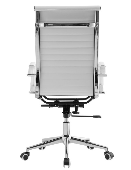 Sillón de oficina OLIVER, alto, regulación de altura, basculante profundo, similpiel blanca