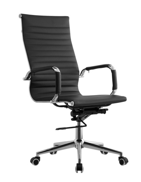 Sillón de oficina OLIVER, alto, regulación de altura, basculante profundo, similpiel negra