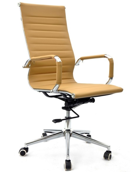 Sillón de oficina OLIVER, alto, regulación de altura, basculante profundo, similpiel marrón claro