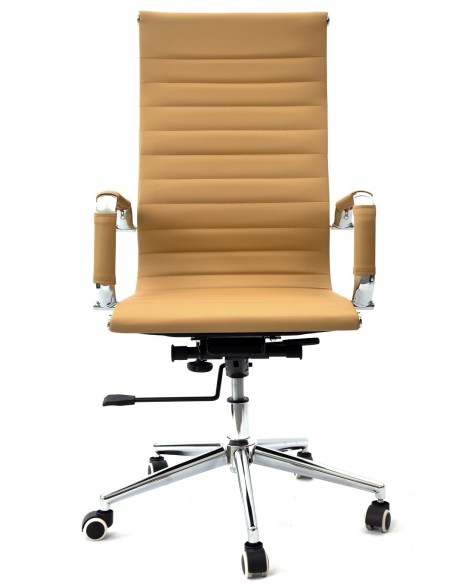 Sillón de oficina OLIVER, alto, regulación de altura, basculante profundo, similpiel marrón claro