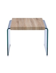 Mesa OSIRIS, baja, madera, cristal curvado, 55x55 cms 2