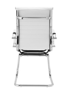 Sillón de oficina OLIVER, fijo de patín, cromado, similpiel blanca 2