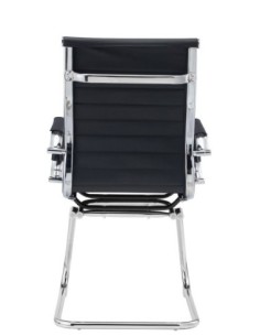 Sillón de oficina OLIVER, fijo de patín, cromado, similpiel negra 2