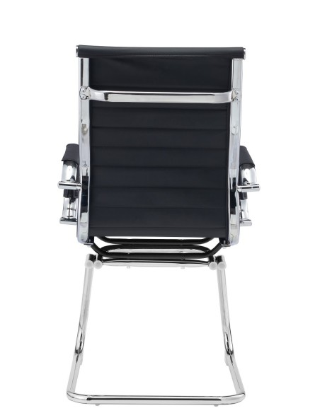 Sillón de oficina OLIVER, fijo de patín, cromado, similpiel negra