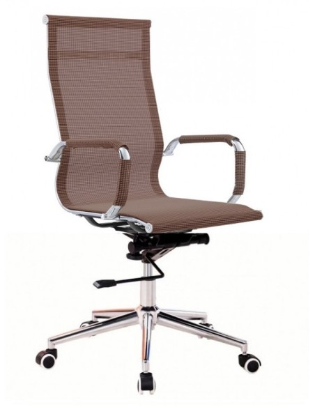 Sillón de oficina IGOR, alto, regulación de altura, basculante profundo, malla marrón