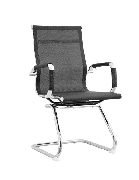 Sillón de oficina IGOR, fijo, cromado, malla negra