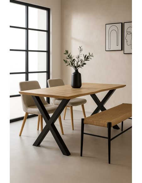 Mesa LERMA 180, metal, negro, tapa DM bilaminado 180 x 90 cms