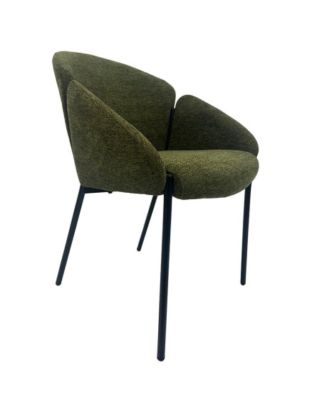 Sillón GIORGIO, metal, tapizado chenilla verde bosque