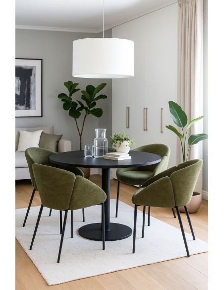 Sillón GIORGIO, metal, tapizado chenilla verde bosque