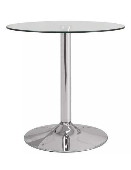 Mesa BERNIE 60R, cromada, cristal templado 60 cms diámetro