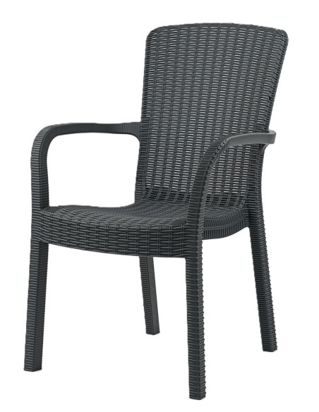 Sillón ARUBA, apilable, polipropileno marrón chocolate