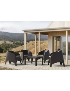 Sillón SURF, apilable, polipropileno marrón chocolate, cojín beige 2