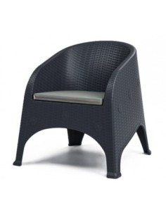 Sillón SURF, apilable, polipropileno antracita, cojín gris