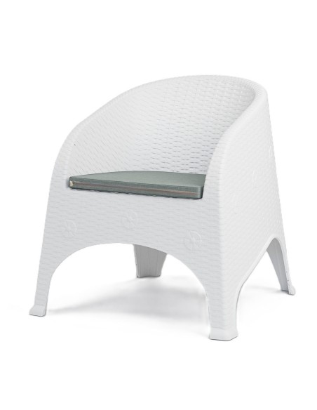 Sillón SURF, apilable, polipropileno blanco, cojín gris