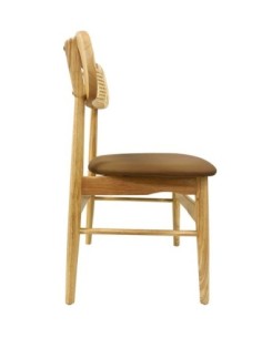 Silla CÁUCASO, madera, rejilla, similpiel marrón 2
