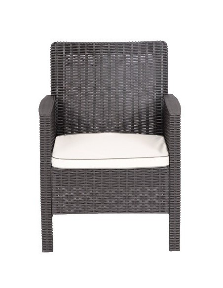 Sillón ADRIATICO, polipropileno marrón chocolate, cojín beige