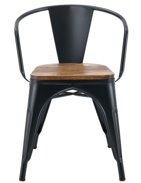 Sillón TOL EK WOOD, acero, negro, asiento madera