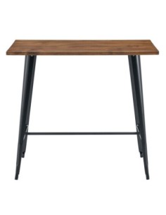Mesa TOL EK WOOD, alta, acero, madera, negra, 120x60 cms 2