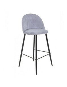 Taburete ORUSA, metal negro, tapizado velvet gris