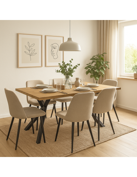 Mesa OLITE 180RT, metal, madera, 180 x 90 cms