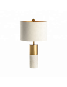 Lámpara NASHIRA, sobremesa, mármol blanco, pantalla blanca