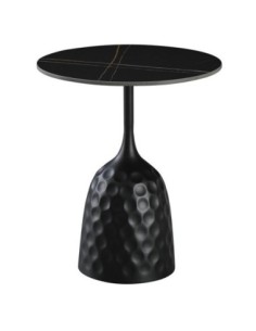 Mesa CAVEZZO, baja, negra, tapa cerámica mármol negro, 50 cms de diámetro
