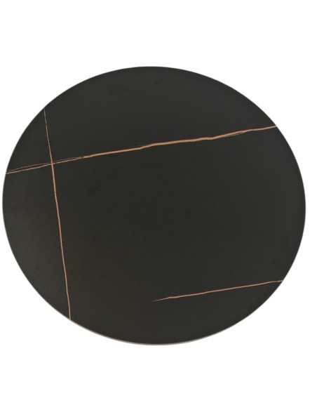 Mesa CAVEZZO, baja, negra, tapa cerámica mármol negro, 50 cms de diámetro