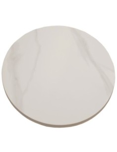 Mesa CAVEZZO, baja, blanca, tapa cerámica mármol blanco, 50 cms de diámetro 2