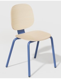 Silla COLMAR, apilable, azul, contrachapado revestido con HPL, color natural