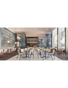 Mesa COLMAR, alta, azul, tapa de contrachapado revestido con HPL, color natural, 70 x 70 cms 2