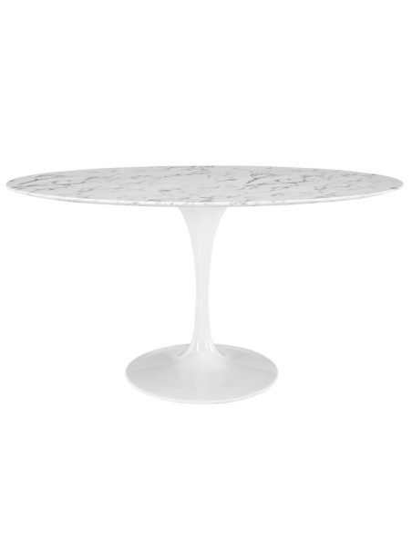 Mesa TUL, oval, fibra de vidrio, mármol blanco 160x90 cms