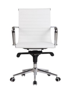 Sillón de oficina ROTERDAM, giratorio, similpiel blanca