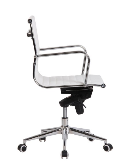 Sillón de oficina ROTERDAM, giratorio, similpiel blanca