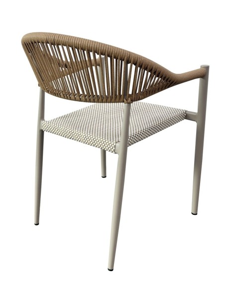 Sillón MÓNACO, apilable, aluminio, ratán y teslin