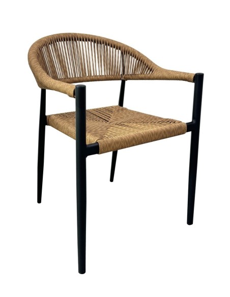 Sillón RIVIERA, apilable, aluminio, ratán marrón