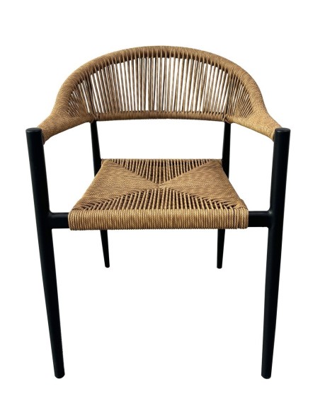 Sillón RIVIERA, apilable, aluminio, ratán marrón