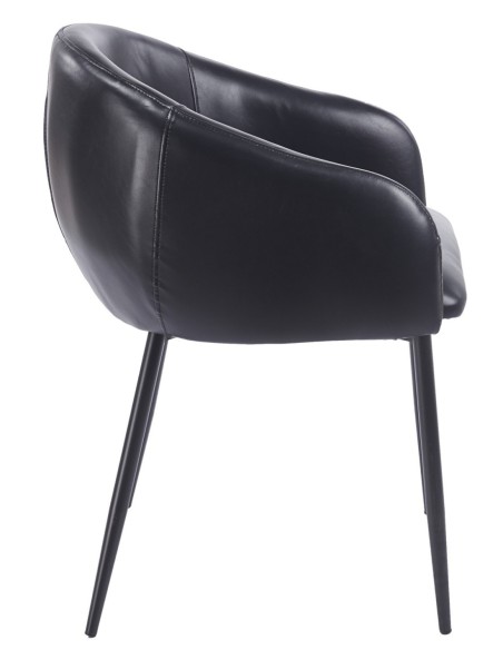 Sillón PELAYO, metal, similpiel vintage negra