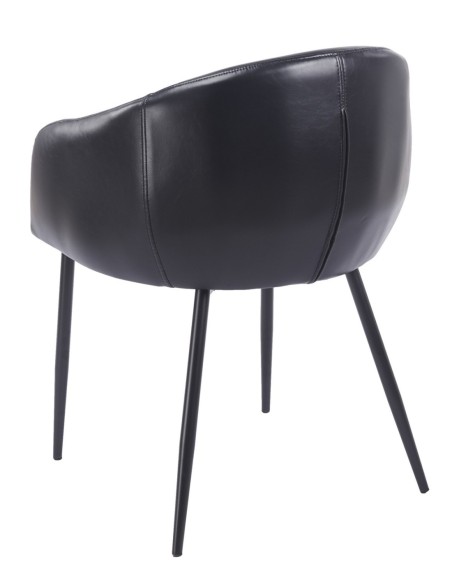 Sillón PELAYO, metal, similpiel vintage negra