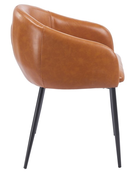 Sillón PELAYO, metal, similpiel vintage marrón