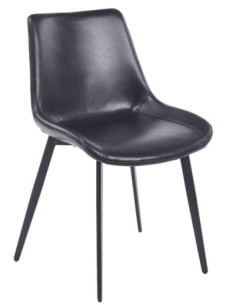 Silla MADRIGAL, metal, similpiel vintage negra