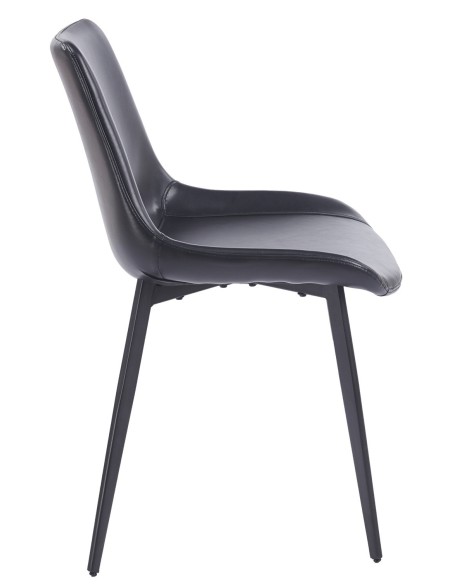 Silla MADRIGAL, metal, similpiel vintage negra