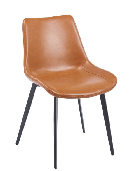 Silla MADRIGAL, metal, similpiel vintage marrón