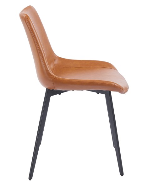 Silla MADRIGAL, metal, similpiel vintage marrón